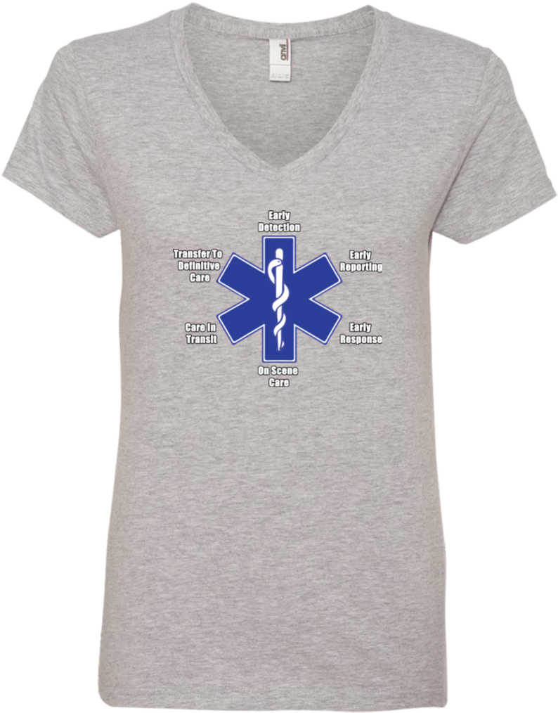 6 Points Of The Star Of Life Ladies' V Neck T Shirt - Star Of Life (1024x1024), Png Download