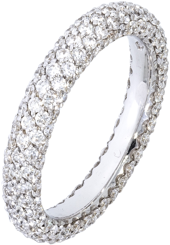 Round Brilliant Pave Diamond Wedding Band - Tam Tur Yüzük Atasay (900x900), Png Download