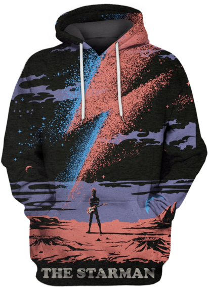 3d The Starman David Bowie Hoodie - David Bowie (600x599), Png Download