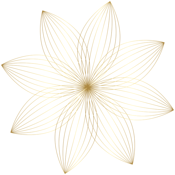 Gold Flower Decoration Transparent Clip Art Image - Line Art (600x600), Png Download