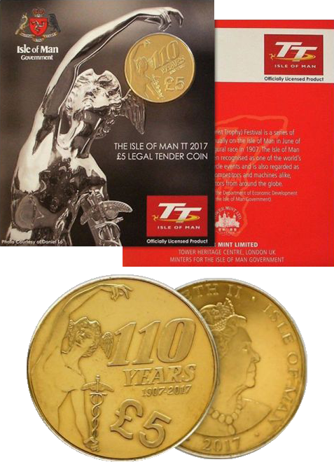 2017 Isle Of Man Tt Races Senior Trophy £5 Alpaca Coin - Isle Of Man Tt (477x660), Png Download