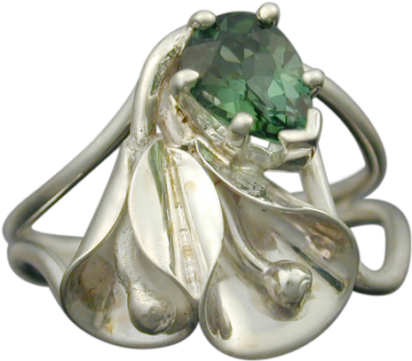 Calla Lily Ring With Green Tourmaline - Locket (1024x768), Png Download