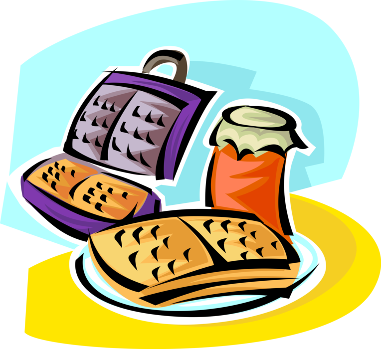 Vector Illustration Of Breakfast Batter Cake Waffle - Waffeleisen Clipart (764x700), Png Download