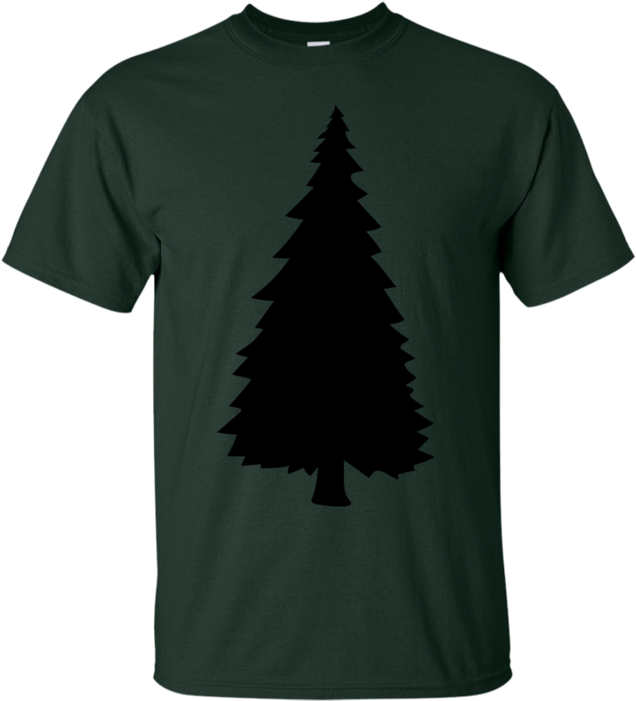Black Silhouette Christmas Tree Christmas Nicholas - Black Tee Shirt (1024x1024), Png Download