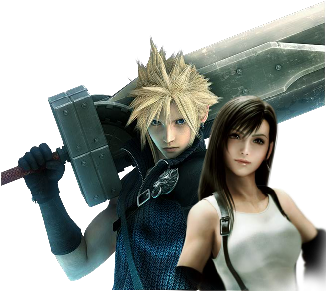 Cloud And Tifa Render By Katalunaeternity - Final Fantasy Cloud E Tifa (655x585), Png Download