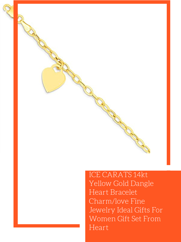 Ice Carats 14kt Yellow Gold Dangle Heart Bracelet Charm/love - Tan (735x1100), Png Download