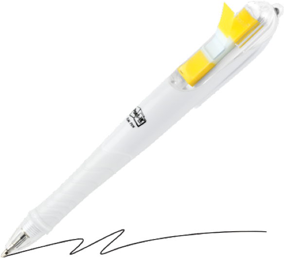 Pen With Post-it Flag Dispenser - Writing (956x564), Png Download