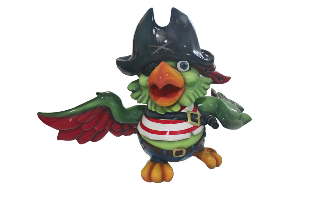 Comic Bird Parrot Pirate Animal Prop Life Size Resin - Cartoon (1280x720), Png Download