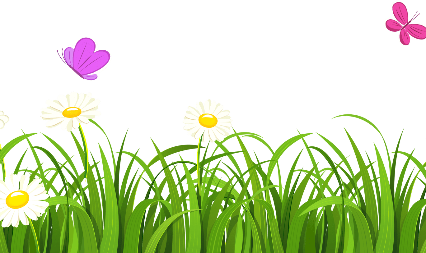 Spring Clipart Transparent Background Pencil And In - Grass And Flowers Clipart (1368x855), Png Download