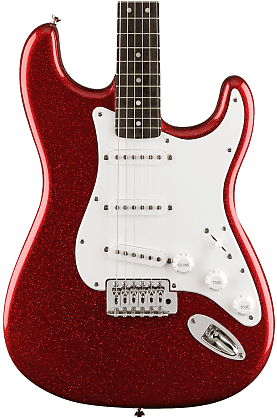 Red Fender Squier Electric Guitar (800x417), Png Download