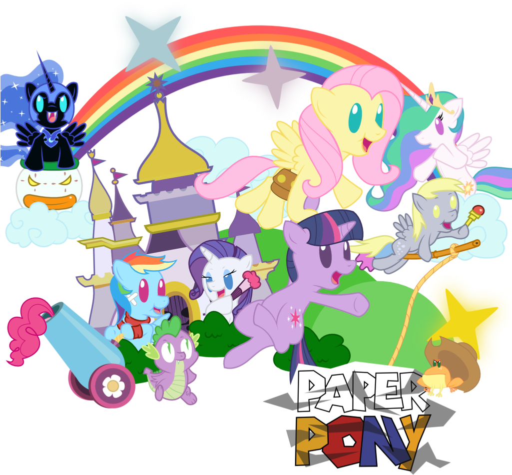 Applejack, Cannon, Castle, Crossover, Derpy Hooves, - Cartoon (1024x1024), Png Download