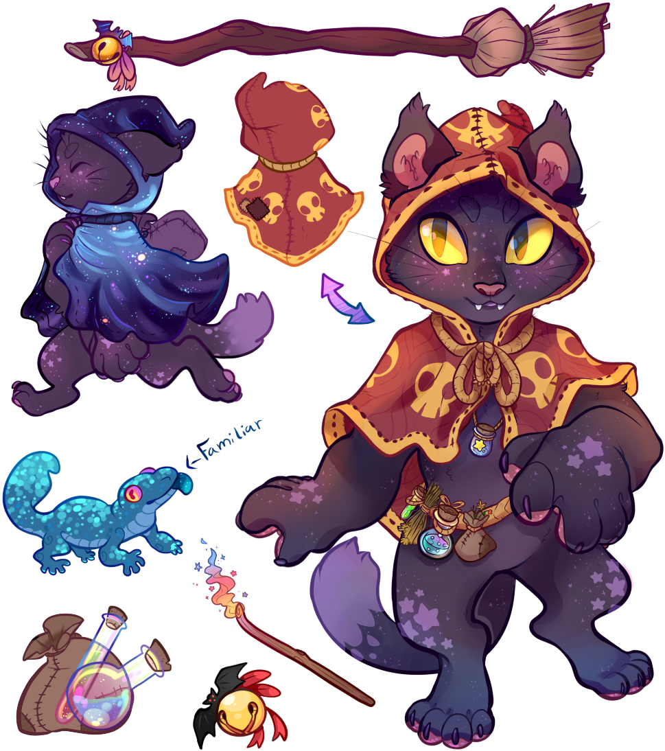 Witchy Halloween Cat Adopt Sold - Cartoon (1000x1118), Png Download