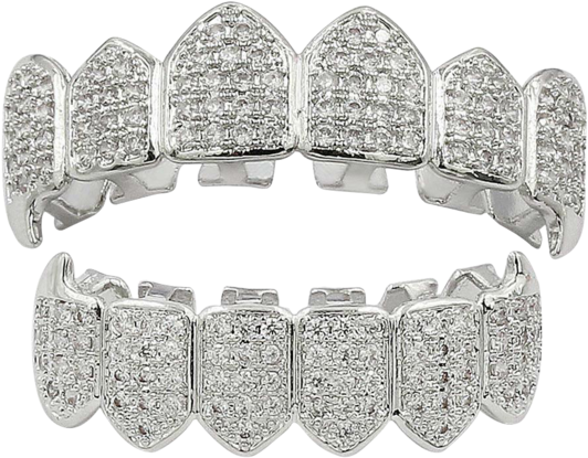 Iced Out Diamond Grillz Set - Much Grills Cost In South Africa Platinum Plus Diamond (600x599), Png Download