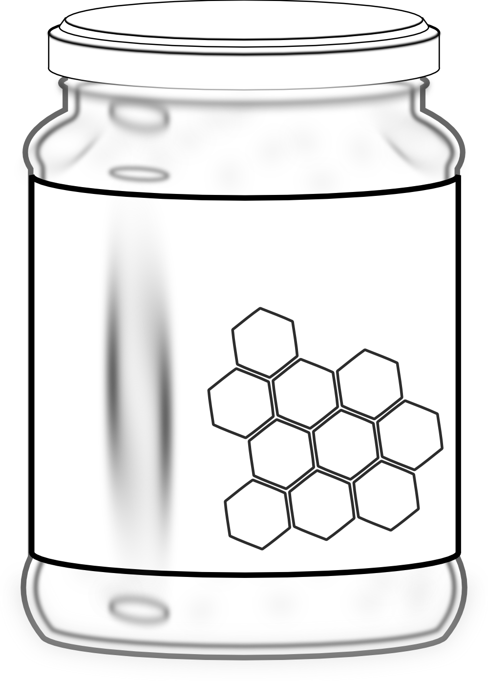 Honey Jar Black White Line Art 999px 296 - Coloring Jar Honey (999x1394), Png Download