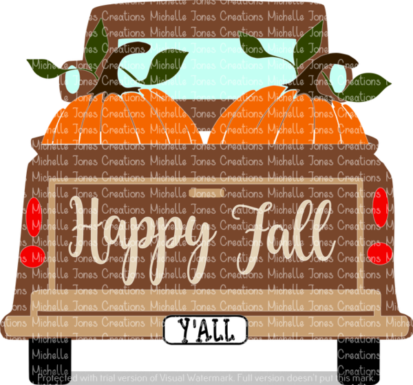 Happy Fall Y'all Truck Bed - Illustration (600x560), Png Download