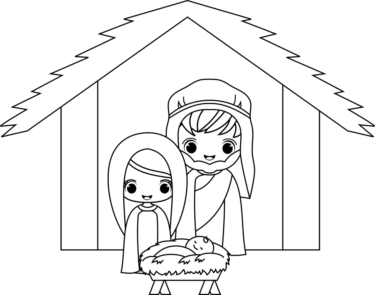 Nativity Scene - Cartoon (1280x1009), Png Download
