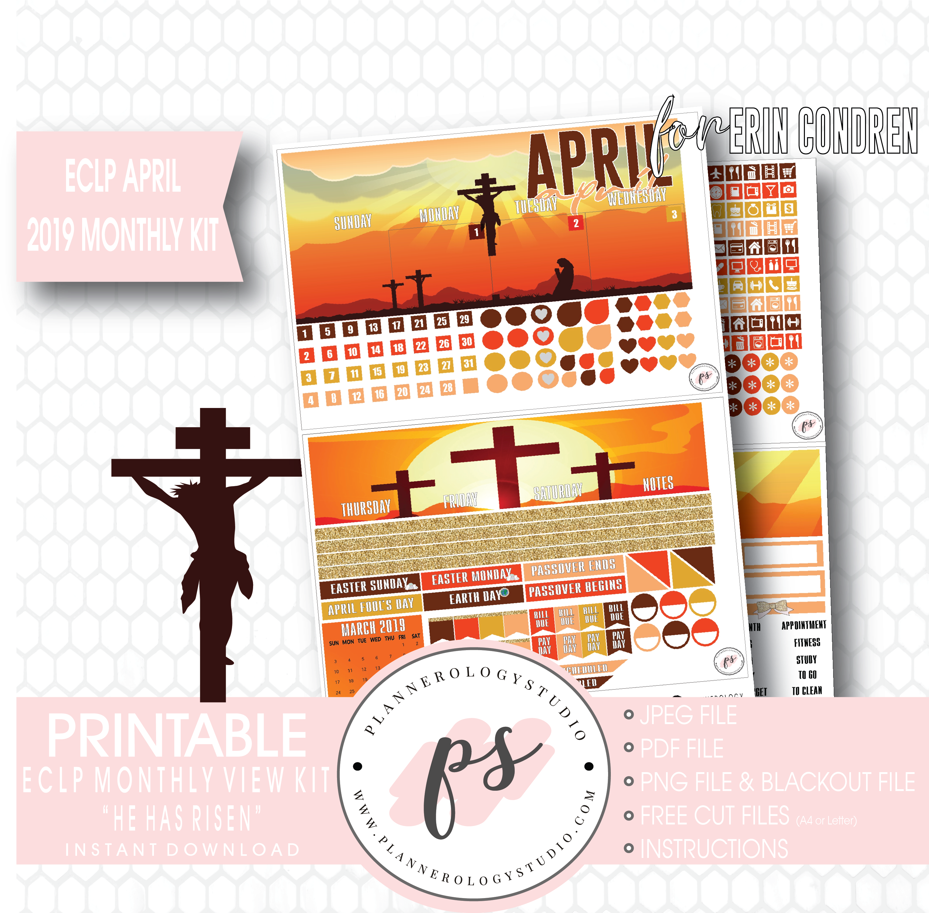 He Has Risen April Easter 2019 Monthly View Kit Digital - Poster (3067x3000), Png Download
