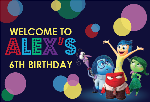 Inside Out Personalized Kid's Birthday Party Greeting - Cartoon (595x595), Png Download