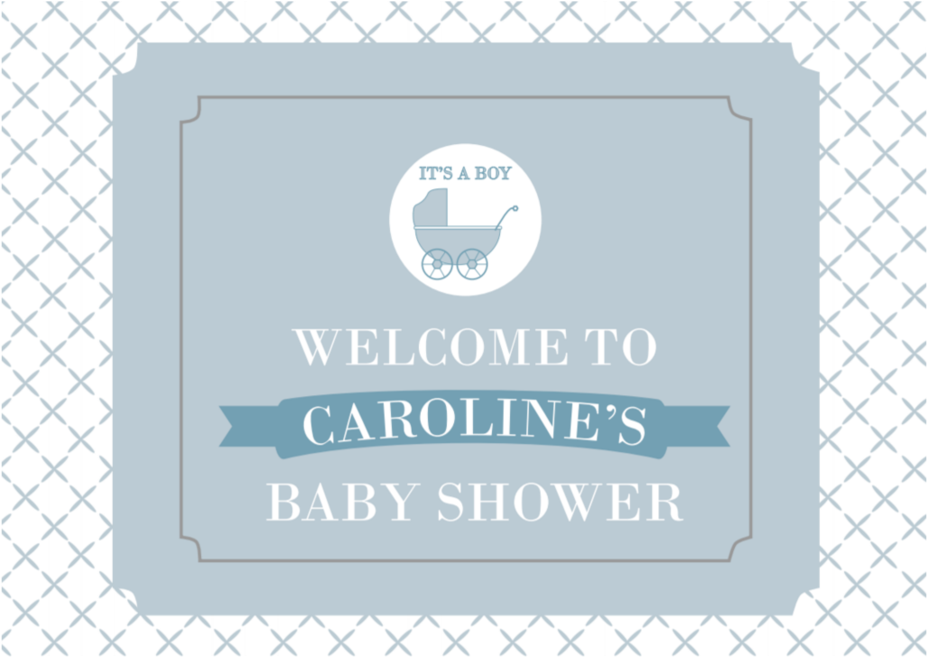 Baby Pram Boy Personalised Baby Shower Greeting Sign - Circle (1024x1024), Png Download