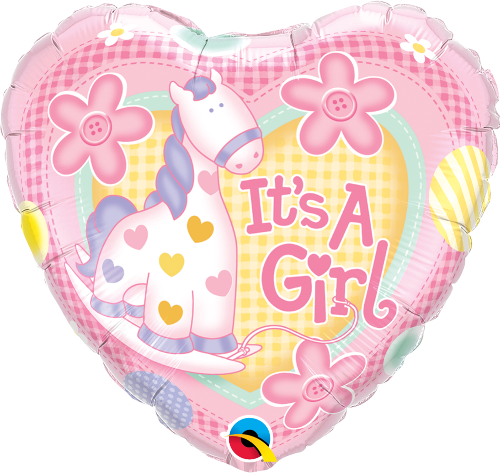 18'' It's A Girl Pony Balloon Helium - Pink Baby Shower Balloon (1024x1024), Png Download