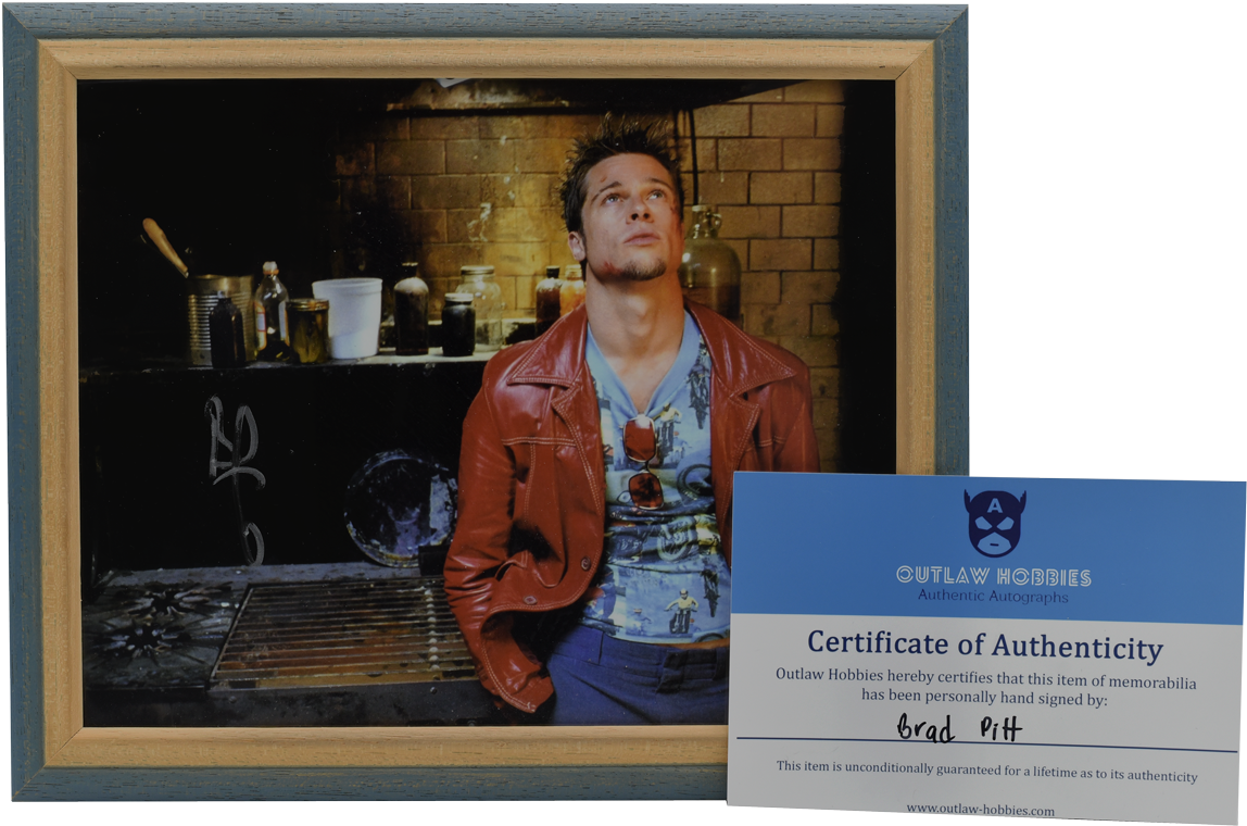 Framed Brad Pitt Autograph Authentic Sign Of Tyler - Tyler Durden Quotes Things You Own (1200x933), Png Download