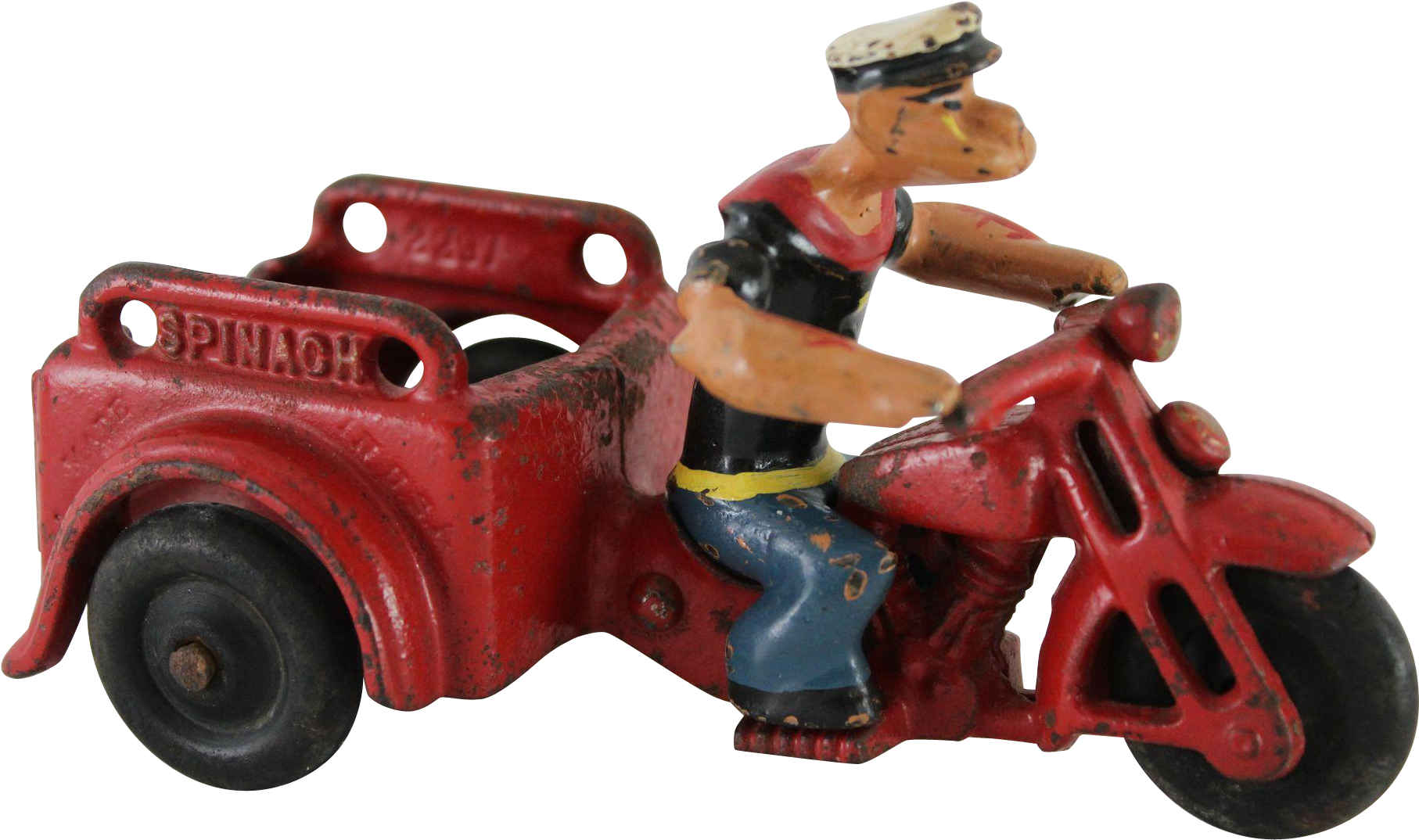 Hubley Cast Iron Popeye Spinach Delivery Cycle - Sidecar (1813x1813), Png Download
