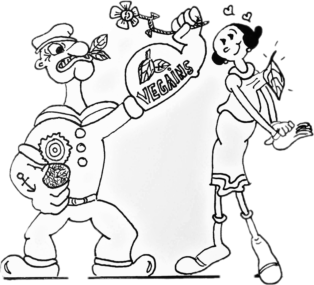 Popeye Sticker - Cartoon (1024x929), Png Download