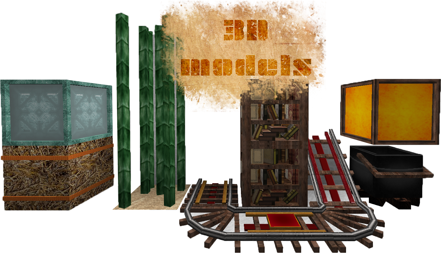 Malte Pack - 3d Rail Models Minecraft (1528x877), Png Download