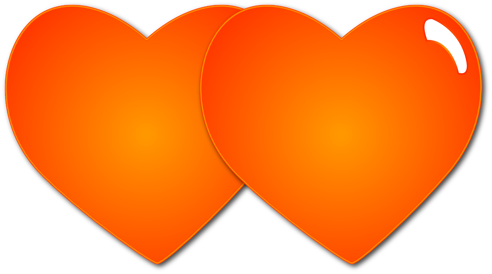 Orange Heart Png - รูป หัวใจ สี ส้ม (960x536), Png Download
