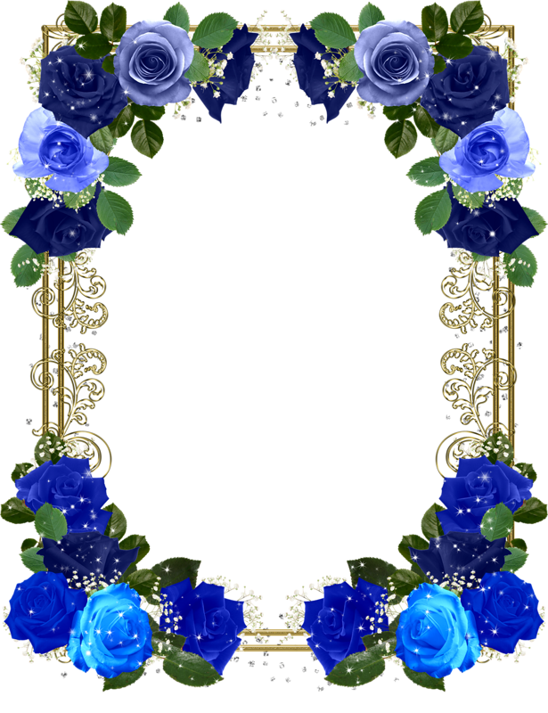 Blue Roses Frames - Blue Roses Border Png (615x800), Png Download
