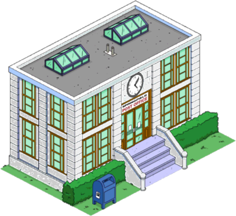 Springfield Post Office Tapped Out - Post Office In The Simpsons (779x715), Png Download