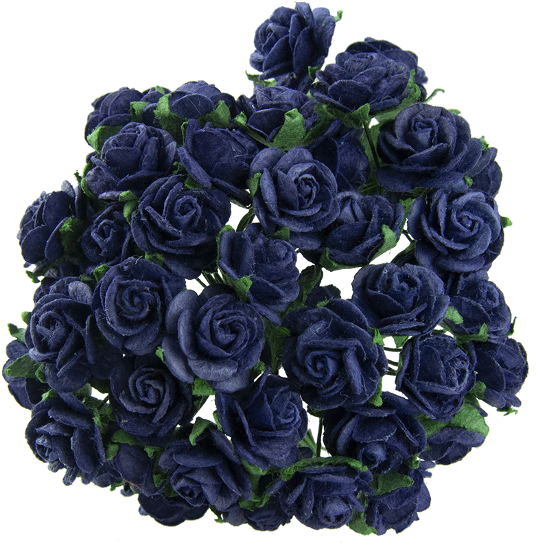 Navy Blue Mulberry Paper Open Roses - Floribunda (800x800), Png Download