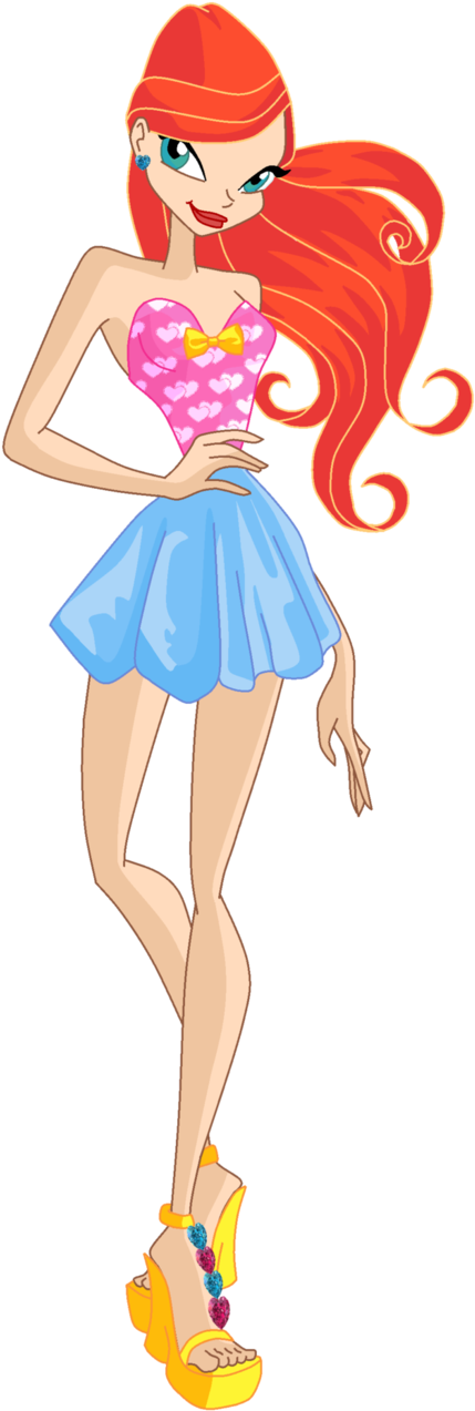 Winx Club Wallpaper Probably Containing A Bouquet Called - Winx Club Bloom Beach Dress (615x1297), Png Download