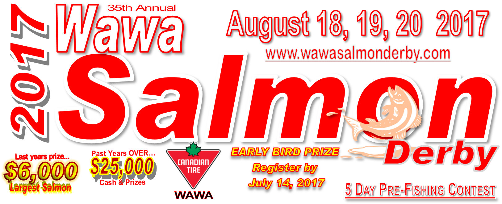 Wawa Salmon Derby - Canadian Tire (1626x661), Png Download