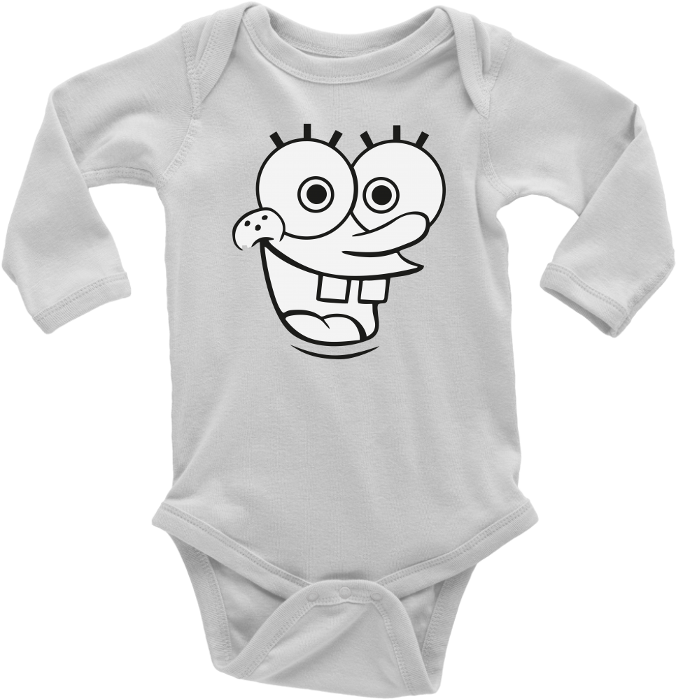 New Long Sleeve Baby Bodysuit Spongebob Face Size Nb - Infant Bodysuit (1024x1024), Png Download