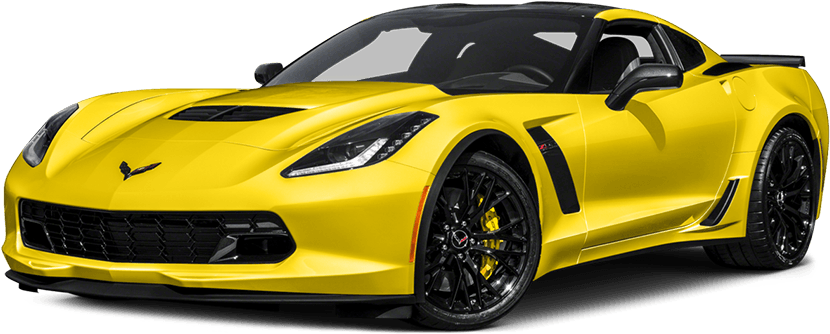 Yellow 2017 Chevrolet Corvette Z06 On White Background - Dodge Viper 2017 White (1002x500), Png Download