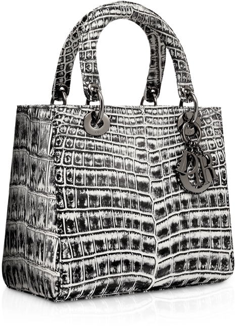 Dior Black And White Crocodile Papillon Lady Dior Bag - Lady Dior Bag Crocodile (600x660), Png Download