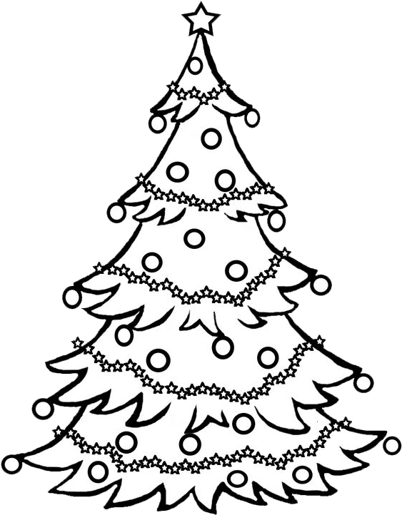 Pine Tree Clipart Black And White / Christmas Tree - Black And White Christmas Tree Drawing (601x727), Png Download