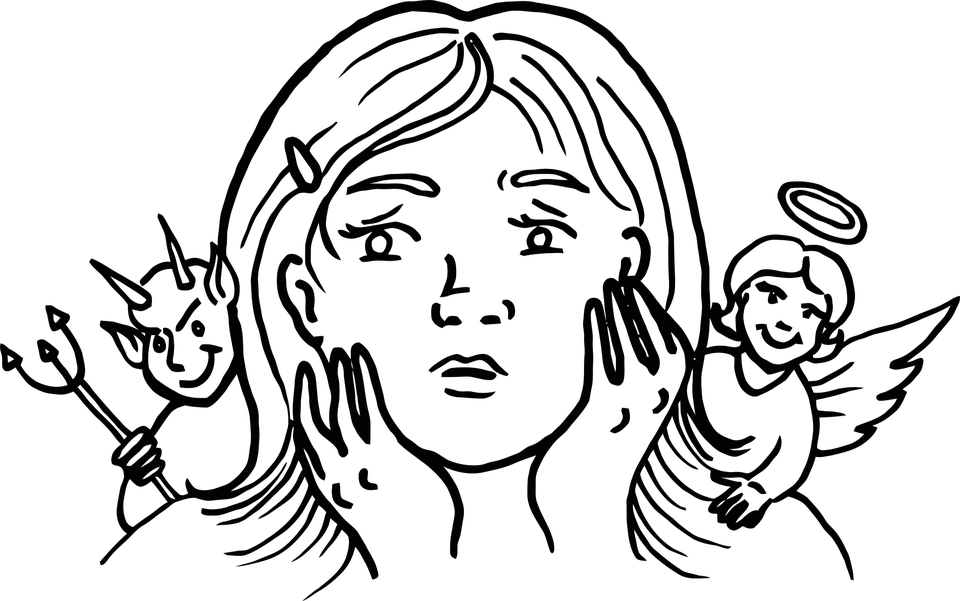 Angel, Devil, Female, Guardian, Human, Woman - Guardian Angel And Devil (960x601), Png Download