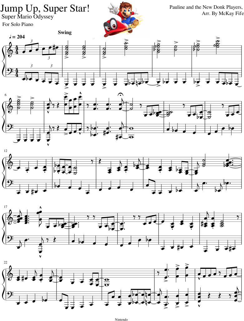 Jump Up, Super Star - Jump Up Super Star Piano (850x1100), Png Download