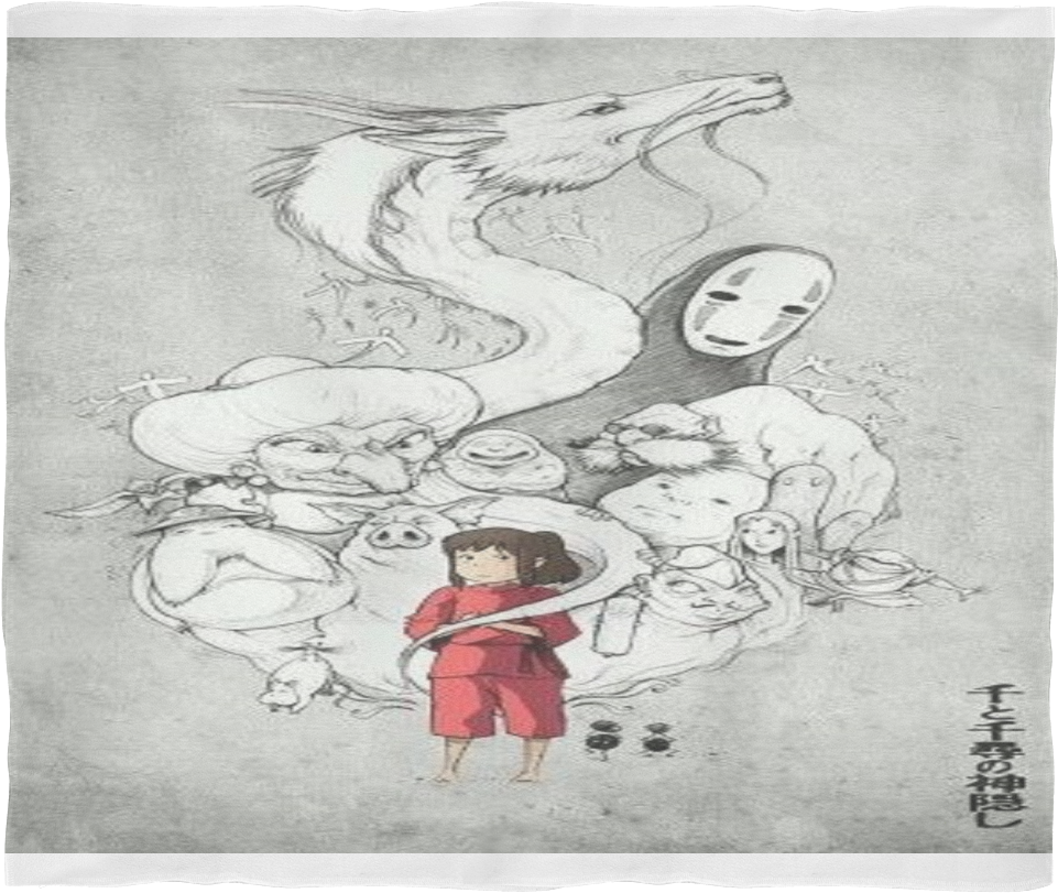 Studio Ghibli Fleece Blanket - Sketch (1024x1024), Png Download