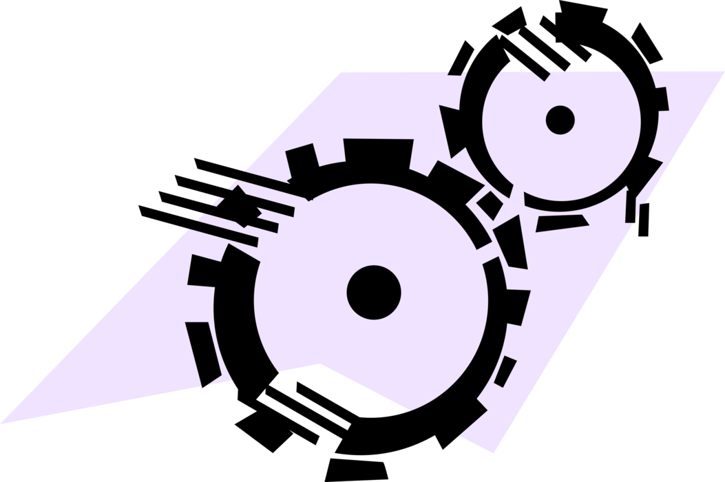 Vector Illustration Of Gear Cogwheel Rotating Machine - Graphic Design (1053x700), Png Download