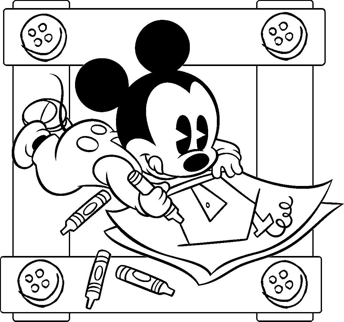 Baby Coloring Pages - Desenho Do Mickey Mouse Para Colorir (1109x1039), Png Download