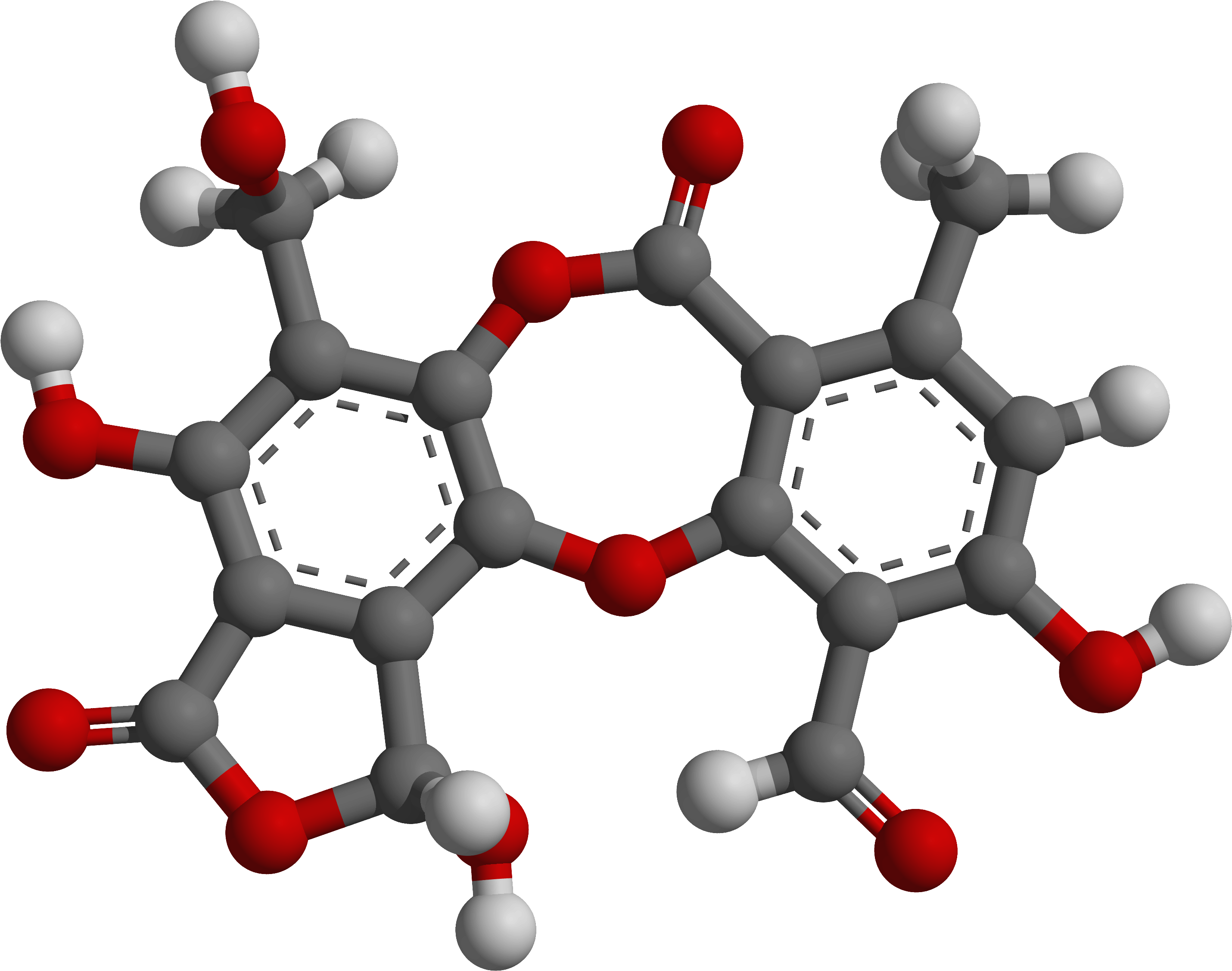File - Salazinic Acid - 3d - Ball And Stick Model - P Xylene Molecule (3059x2400), Png Download