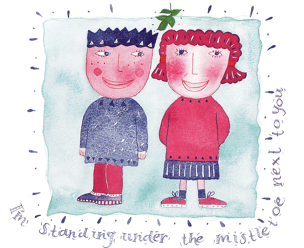 I'm Standing Under The Mistletoe - Child Art (1000x887), Png Download