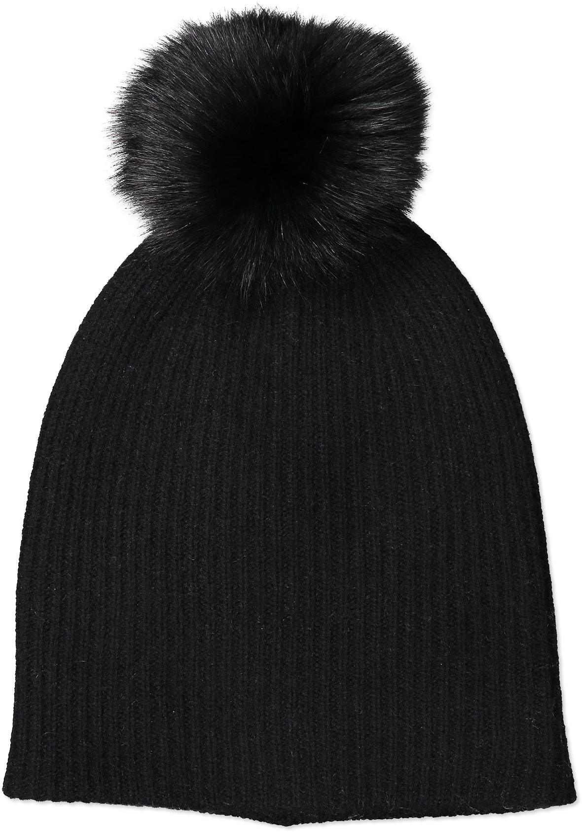 Fur Pom Pom Rib Beanie Black - Beanie (1280x1920), Png Download