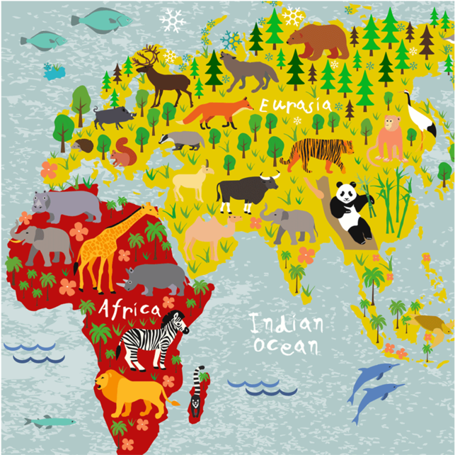 Animals World Map Puzzle (800x800), Png Download