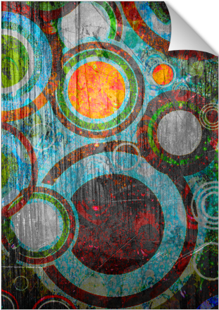 Grunge Retro Vintage Circles Pattern - Circle (674x516), Png Download