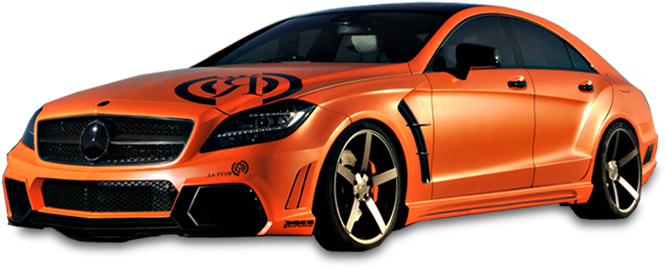 Airport Auto Body - Orange Mercedes Benz Png (997x391), Png Download