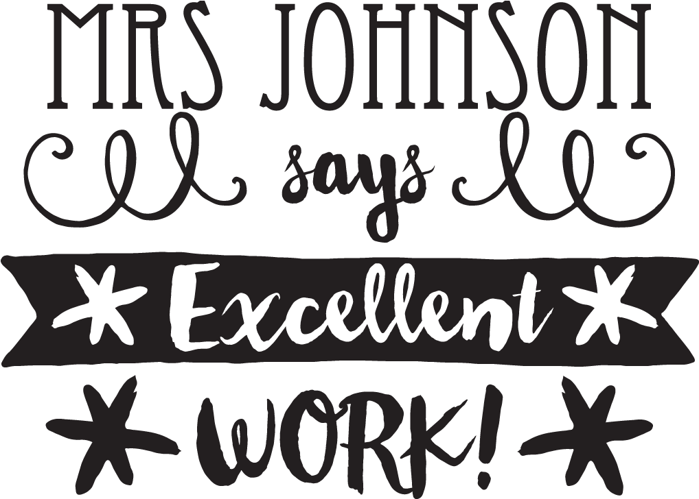 "excellent Work" Swirly Teacher Stamp - Calligraphy (1200x1200), Png Download